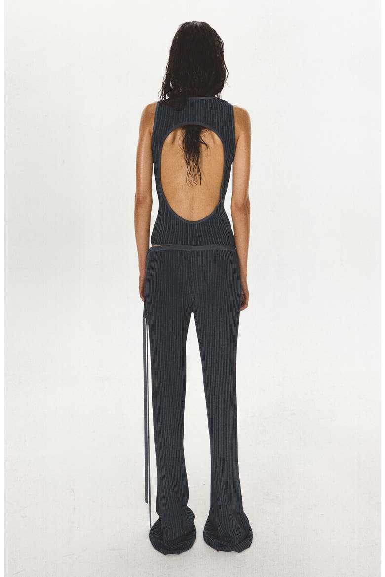 Ribbed Flare Leg Pants, Alternate, color, DARK BLUE