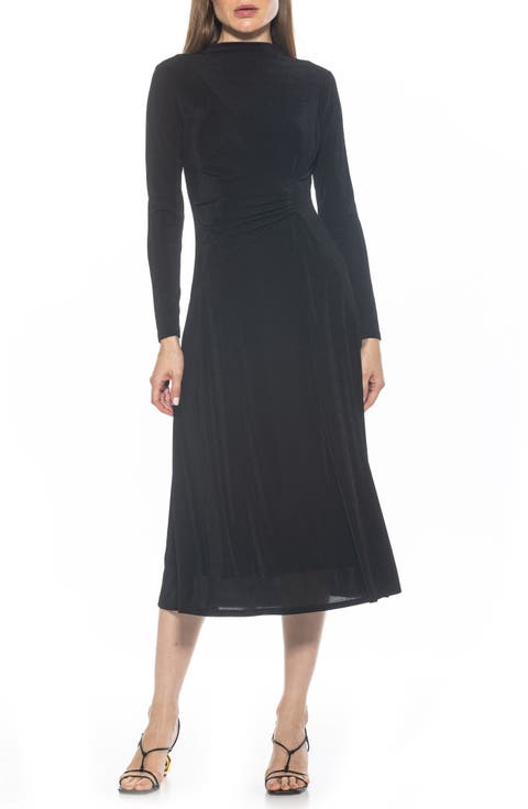 Marla Long Sleeve Draped Midi Dress