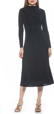 Alexia Admor Marla Long Sleeve Draped Midi Dress