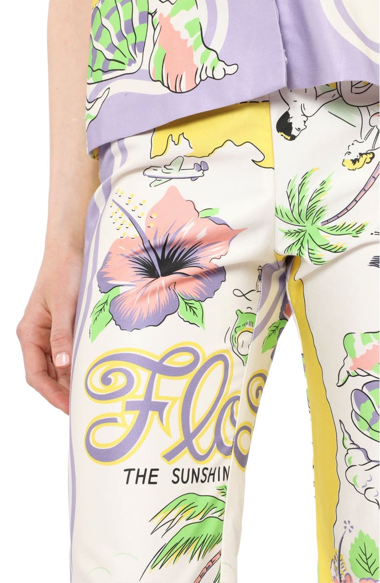 Anna Sui Florida Cotton Sateen Capri Pants, Alternate, color, Lavender Multi