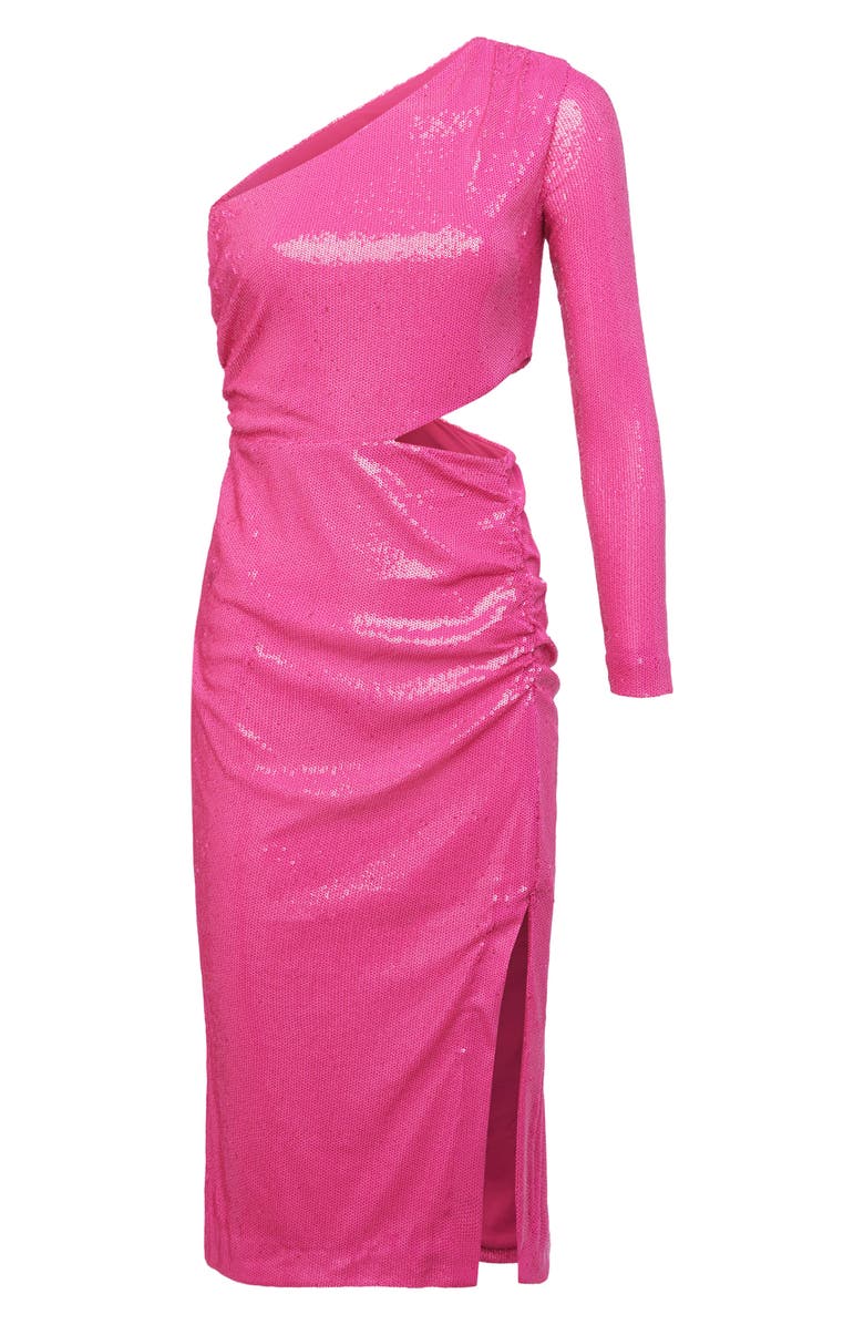 L'AGENCE Christie One-Shoulder Sequin Cutout Sheath Dress, Alternate, color, 