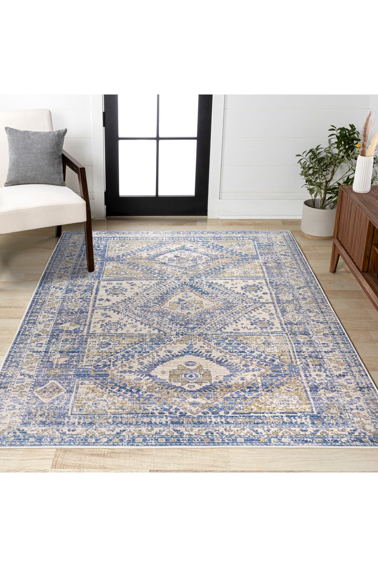 Darija Ornate Geometric Medallion Area Rug, Alternate, color, Blue