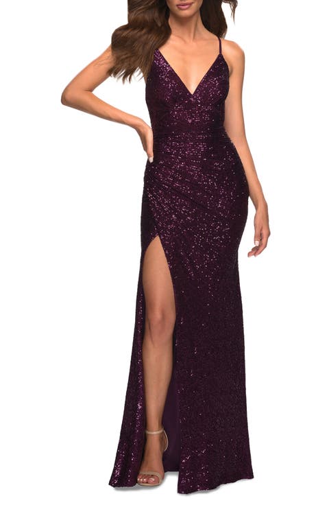 Sequin Long Prom Dress with Wrap Style Front