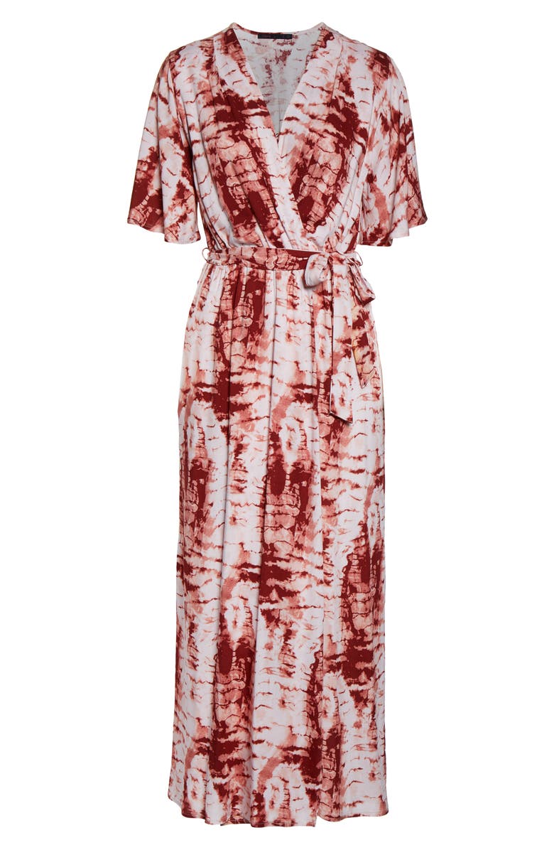 Fraiche by J Tie Dye Faux Wrap Maxi Dress, Alternate, color, 