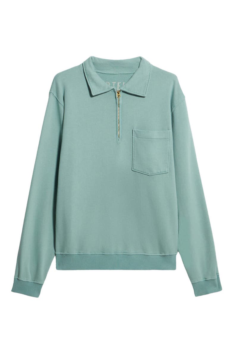 Yalep Brushed Jersey Quarter Zip Collared Sweatshirt, Main, color, ACQUAMARINE