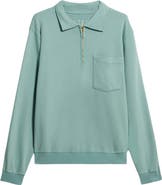 Fortela Yalep Brushed Jersey Quarter Zip Collared Sweatshirt