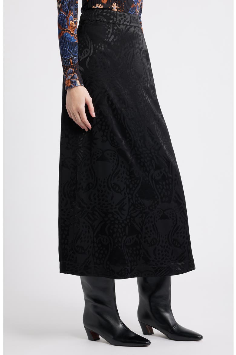 Midnight Leopards Jacquard Maxi Skirt, Alternate, color, BLACK