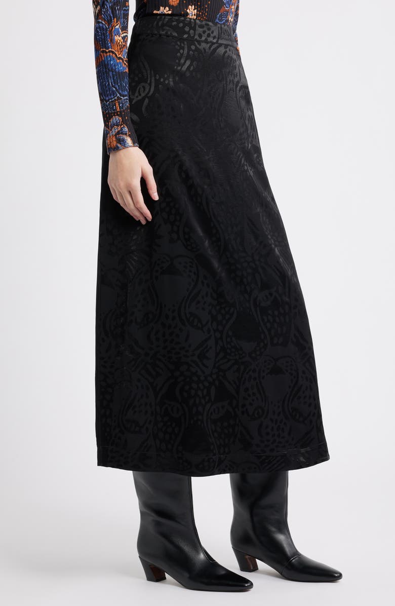 FARM Rio Midnight Leopards Jacquard Maxi Skirt, Alternate, color, Black