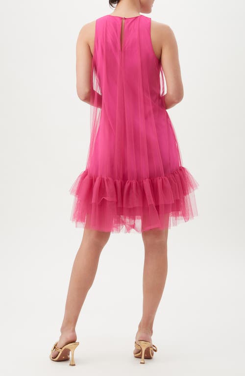 Trina Trina Turk Otaku Ruffled Tulle Overlay Trapeze Dress In Fumiko Fuchsia