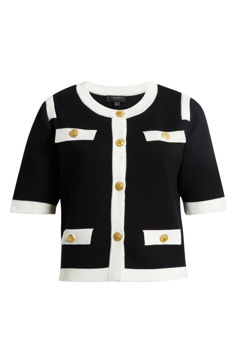 Tahari ASL Short Sleeve Sweater Jacket, Alternate, color, 