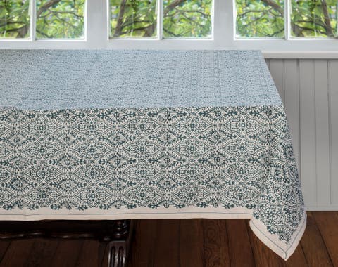 Hand Block Printed Tablecloth - 60" x 60"