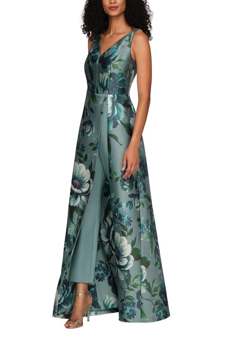 Isabelle Floral Print Mikado Jumpsuit, Alternate, color, ICEBERG