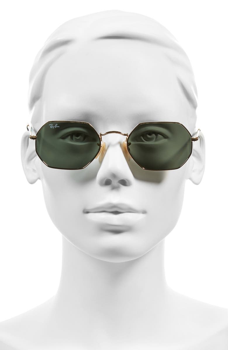Ray-Ban Icons 53mm Sunglasses, Alternate, color, Gold/ Green