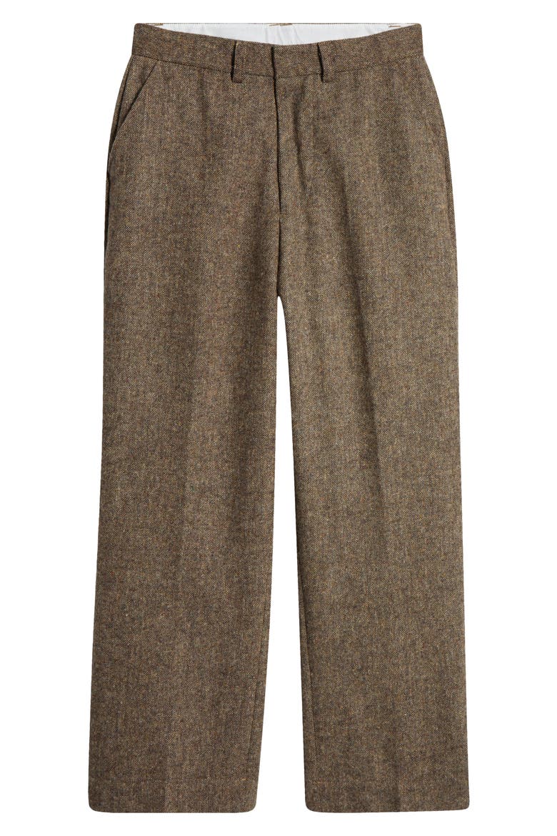 Herringbone Wool Blend Tweed Pants, Alternate, color, BROWN TWEED