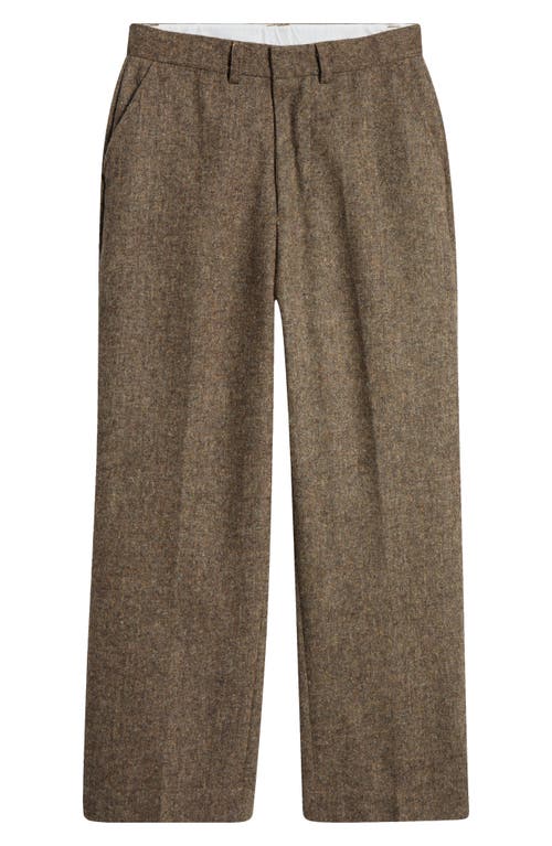 Elwood Herringbone Tweed Wool & Silk Pants In Brown Tweed