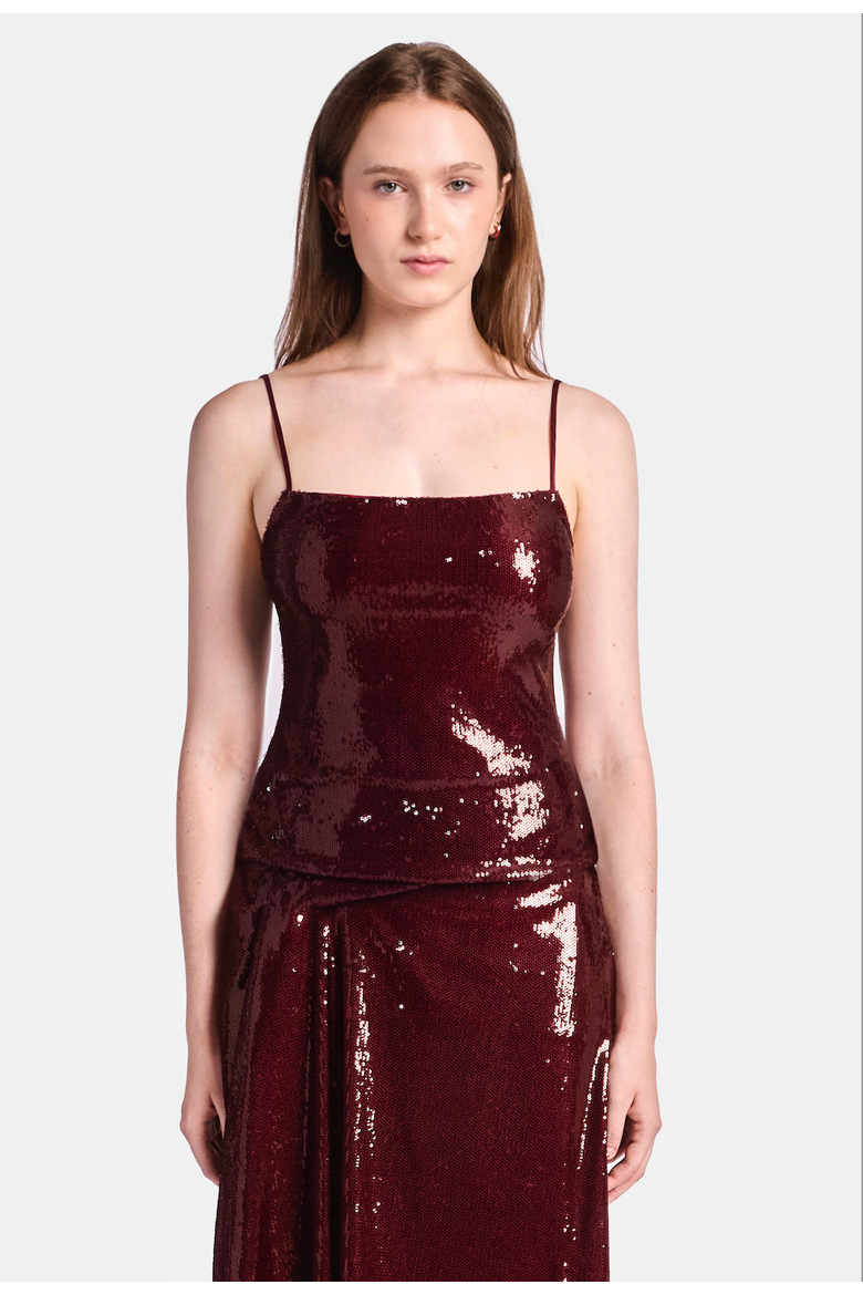 Sequin Column Tank, Main, color, Burgundy