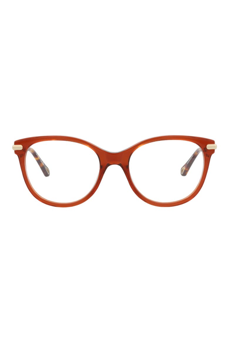 50mm Cat Eye Optical Glasses, Main, color, BROWN GOLD TRANSPARENT