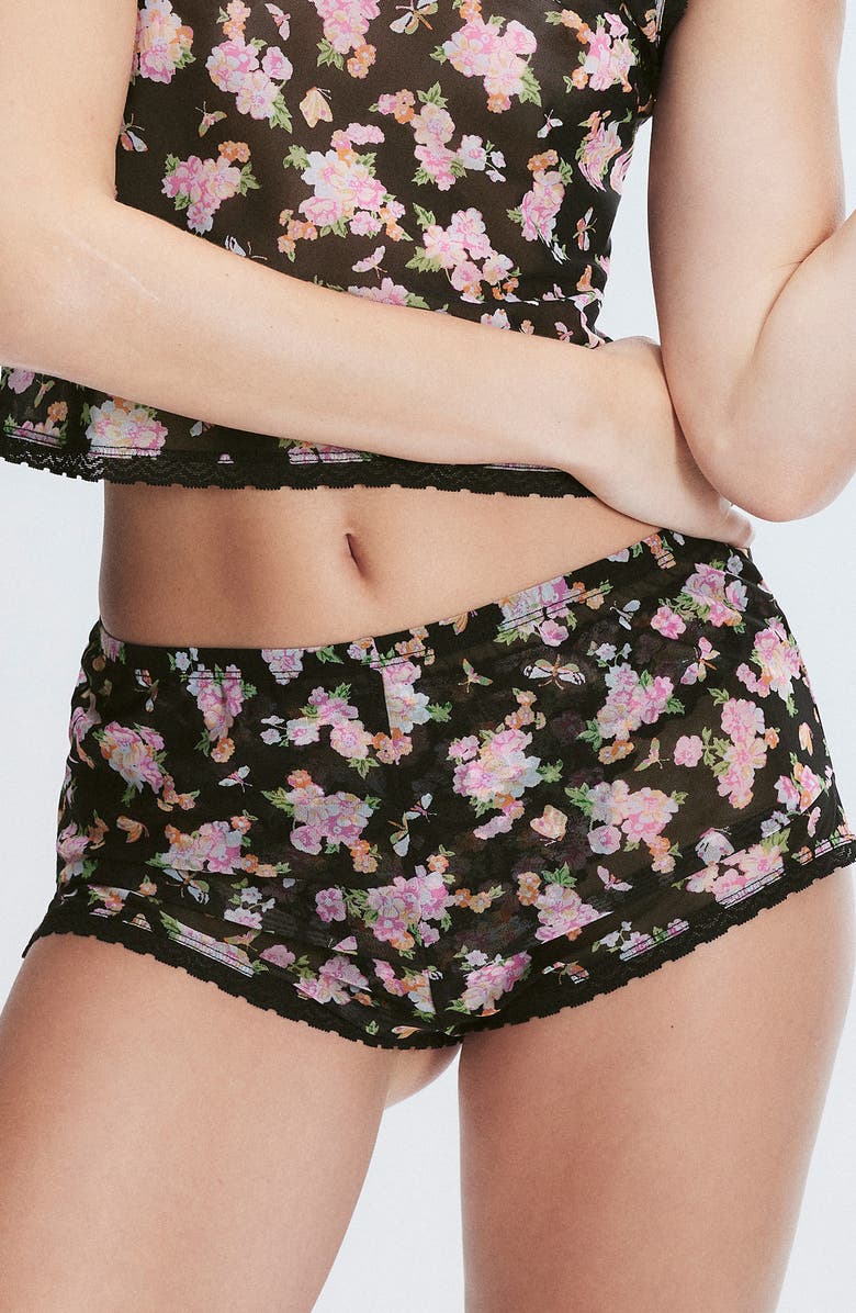 SAVAGE X FENTY Mesh Sleep Shorts, Main, color, Black Caviar