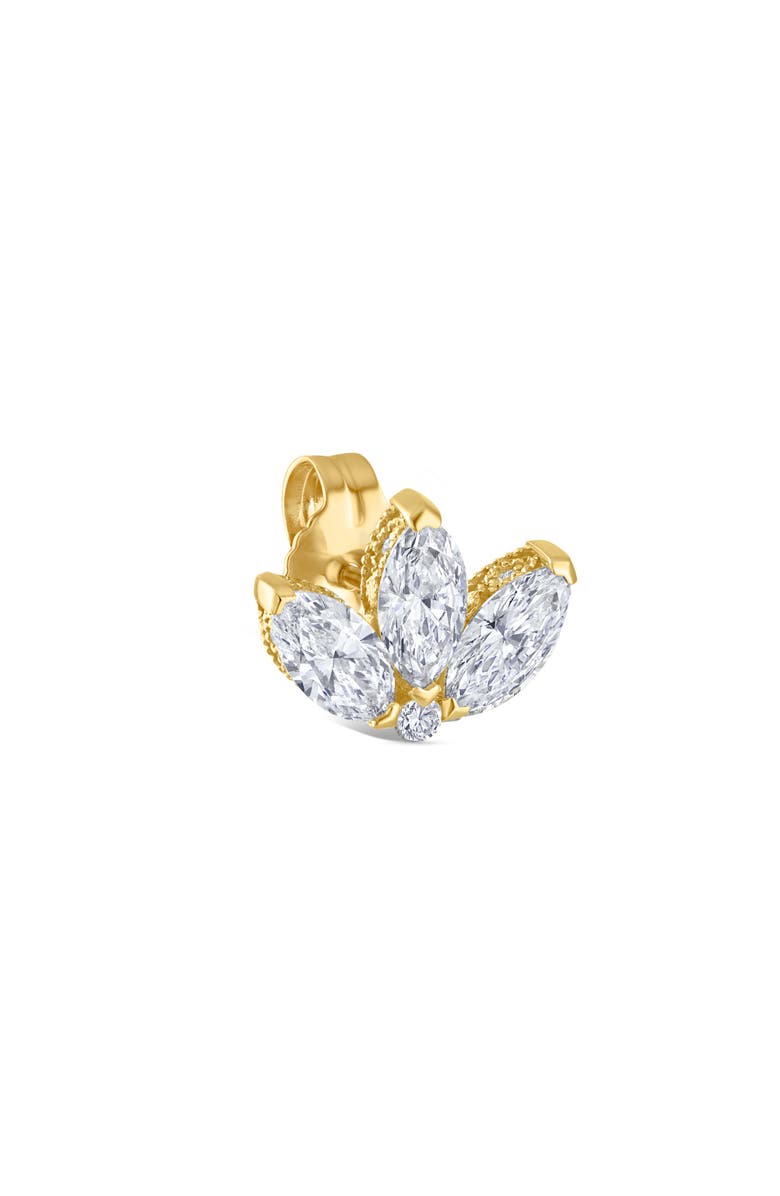 MARIA TASH Engraved Diamond Lotus Single Stud Earring, Alternate, color, 18K Yellow Gold/ Diamond