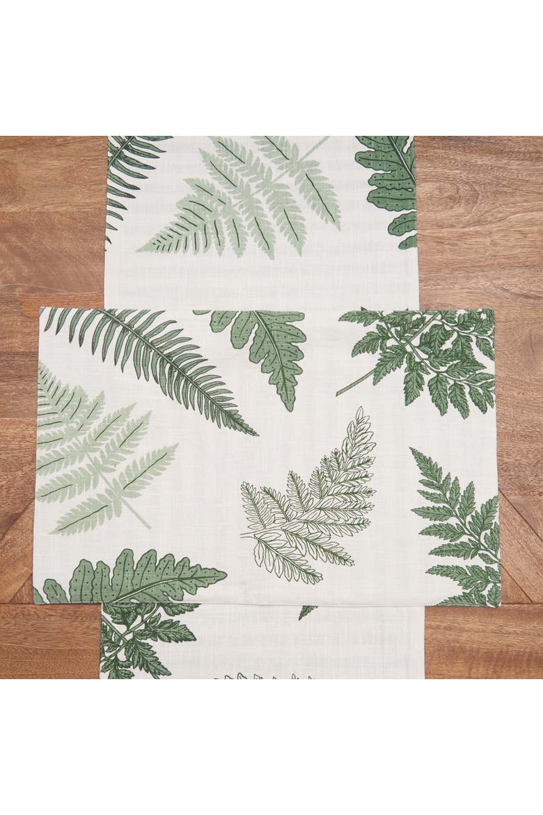 Botanical Forest Reversible Graphic Print Machine Washable Table Runner 14" x 72", Alternate, color, Green