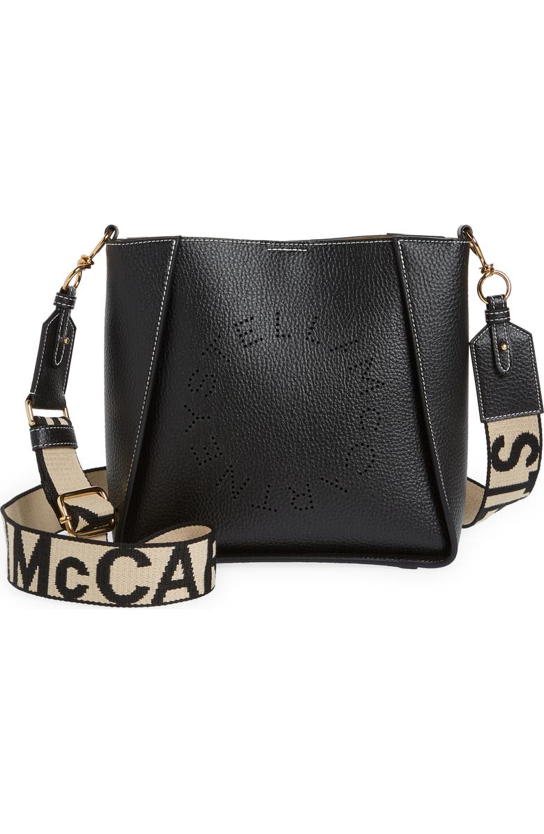 Stella McCartney Perforated Logo Mini Faux Leather Crossbody Bag, Main, color,