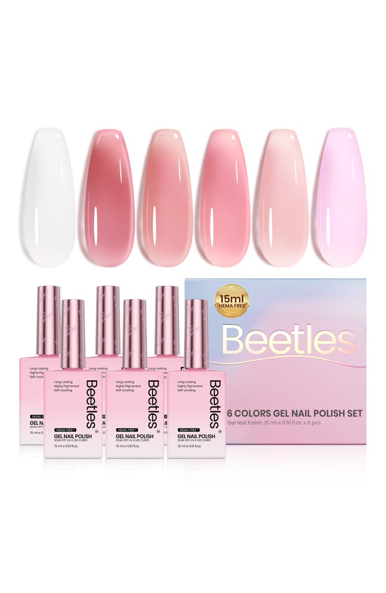 Beetles Nude Gel Polish Set 6 Colors, Main, color, Black White Red