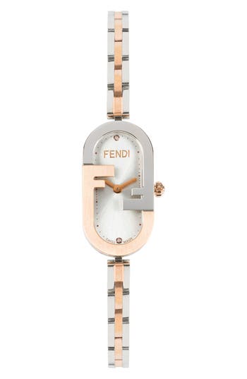Fendi O'lock Diamond Oval Bracelet Strap Watch, 14.8mm X 28.3mm In Multi