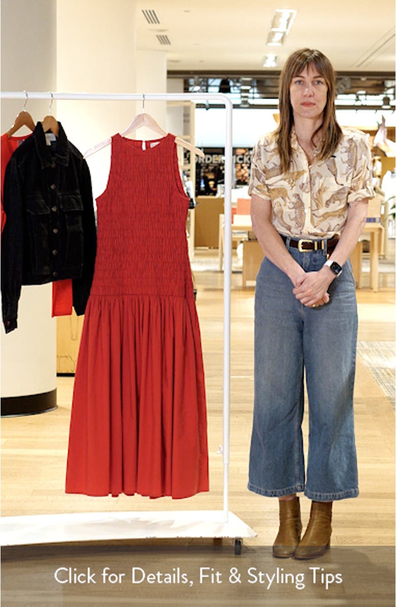 Sanchia Shirred Drop Waist Midi Dress, sales video thumbnail