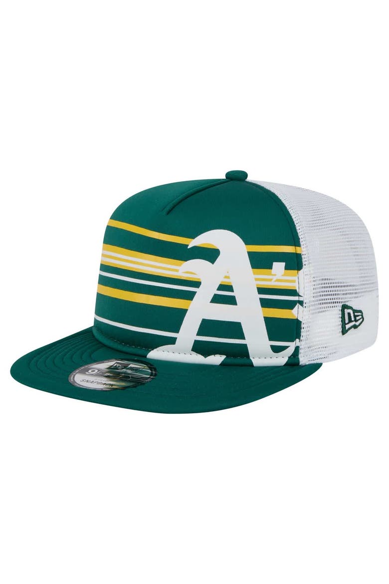 Men's New Era  Green Athletics 9FIFTY A-Frame Trucker Snapback Hat, Main, color, Green