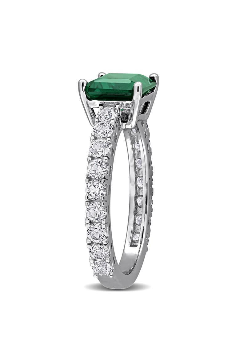 Lab-Created Emerald & White Sapphire Ring, Alternate, color, Created Emerald