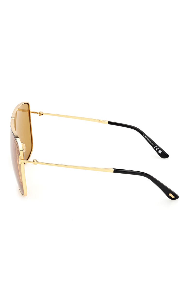 Huxley 68mm Oversize Navigator Sunglasses, Alternate, color, SHINY DEEP GOLD / BROWN