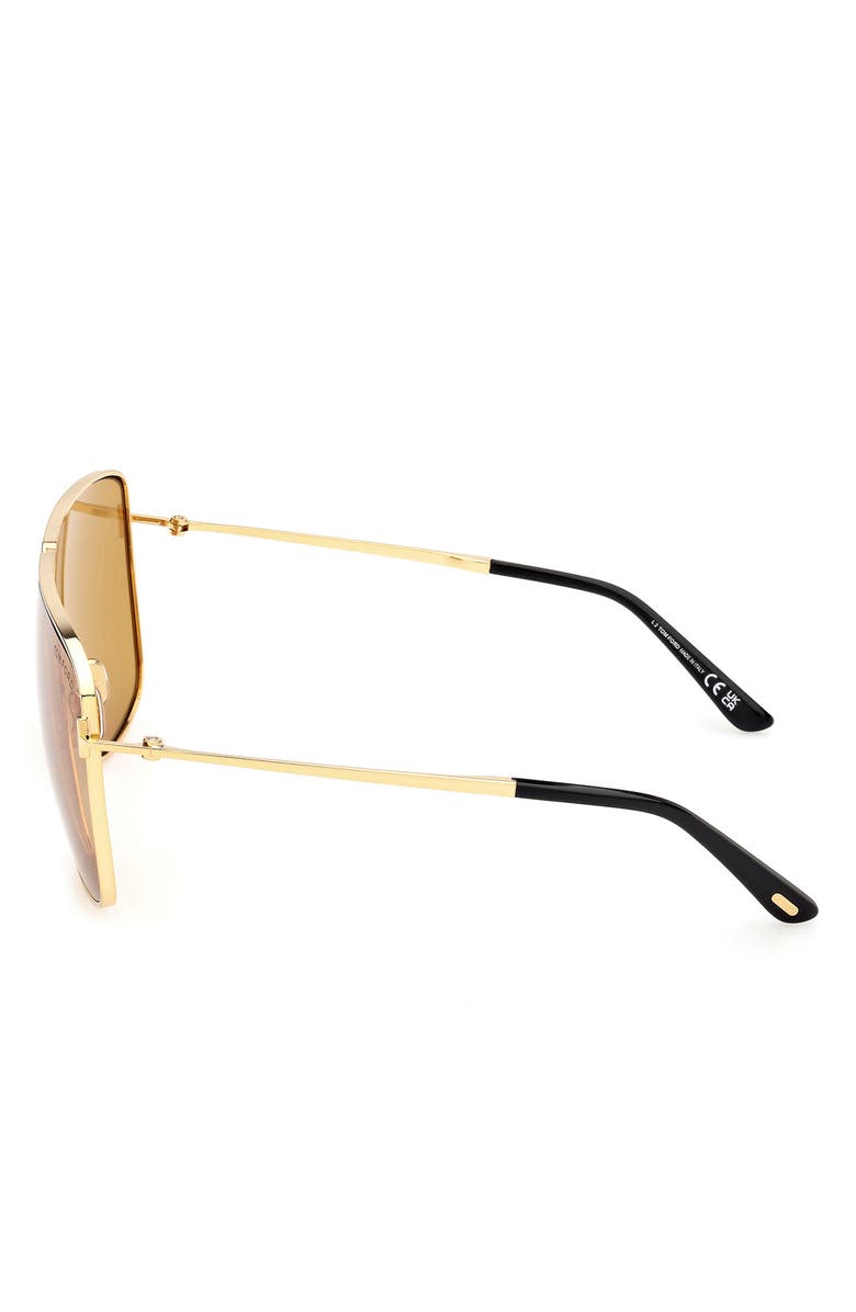 TOM FORD Huxley 68mm Oversize Navigator Sunglasses, Alternate, color, Shiny Deep Gold / Brown