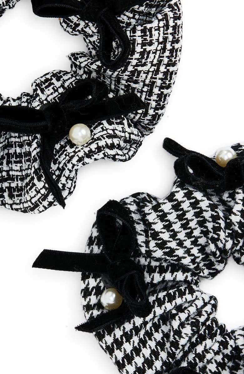 Cara Kids' Set of 2 Imitation Pearl Scrunchies, Alternate, color, Black