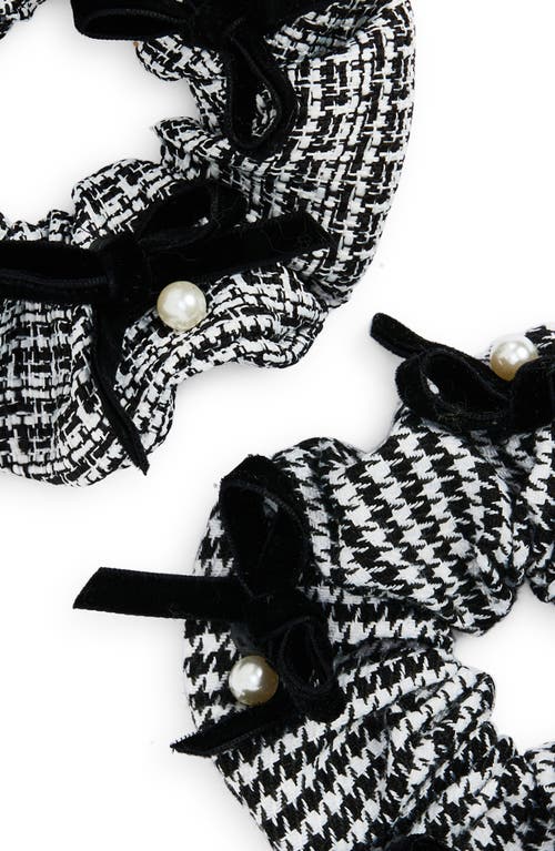 Cara Kids' Set Of 2 Imitation Pearl Scrunchies In Black