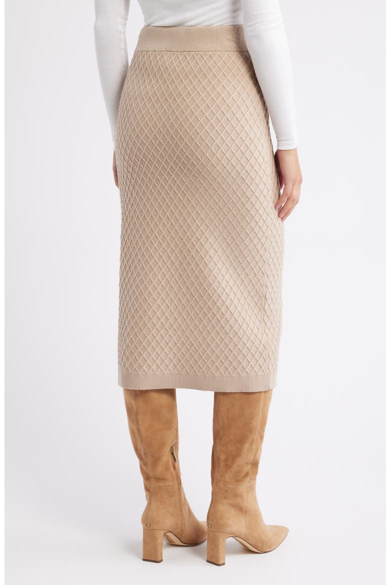 Diamond Stitch Sweater Skirt, Alternate, color, LATTE