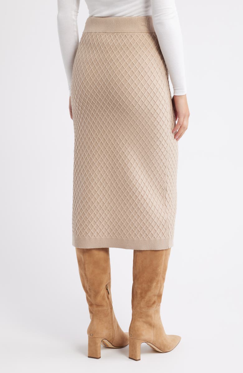 Anne Klein Diamond Stitch Sweater Skirt, Alternate, color, Latte
