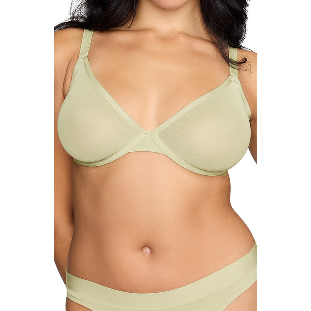 Cuup The Plunge Underwire Sheer Mesh Bra In Meadow