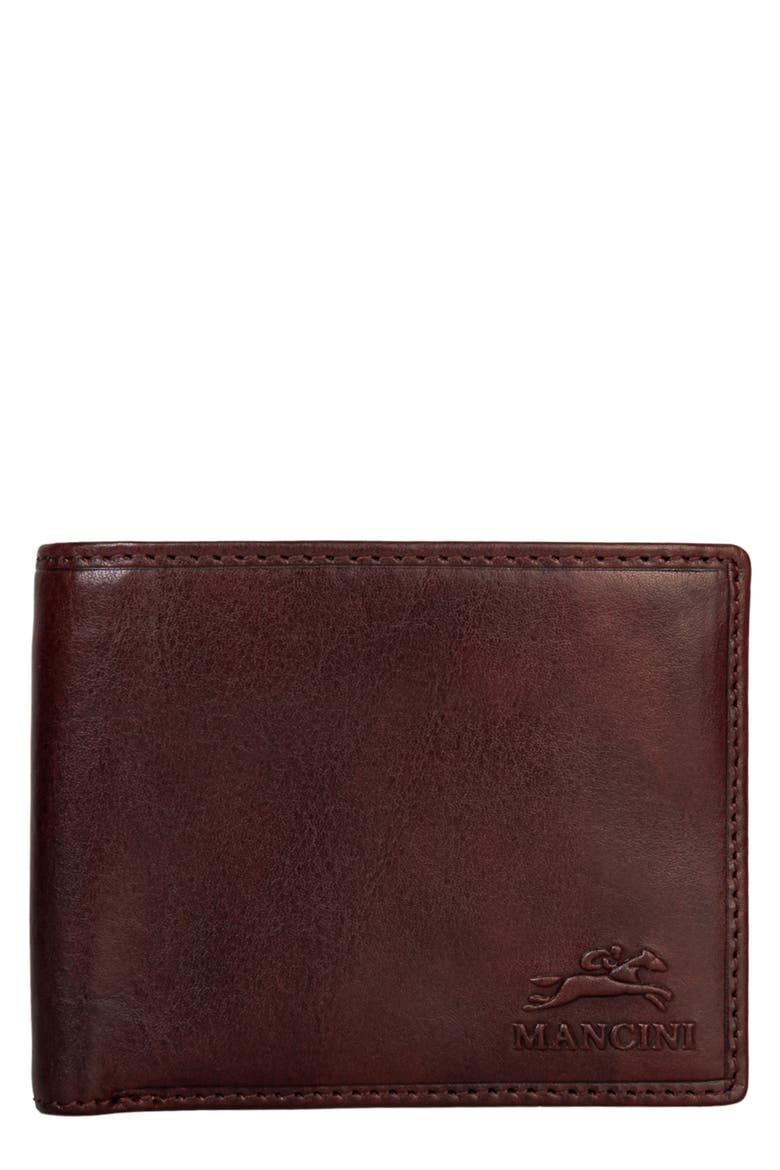 RFID Secure Leather Bifold Wallet, Main, color, BROWN