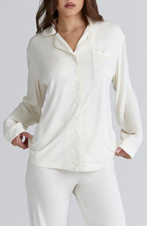 HOUSE OF CB Classic Long Sleeve Pajamas in White at Nordstrom, Size X-Large