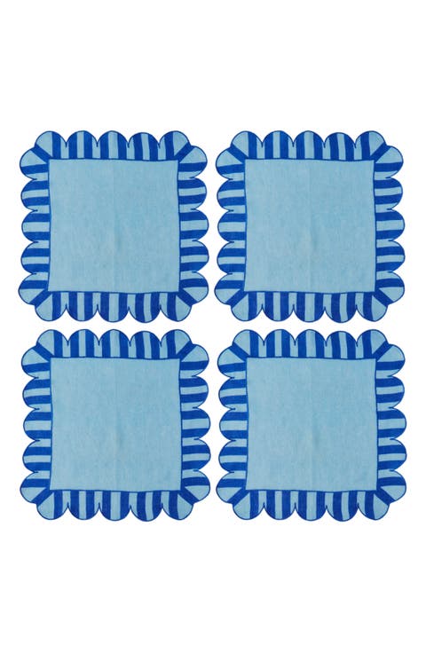 Scallop Stripe 4-Pack Linen Napkins