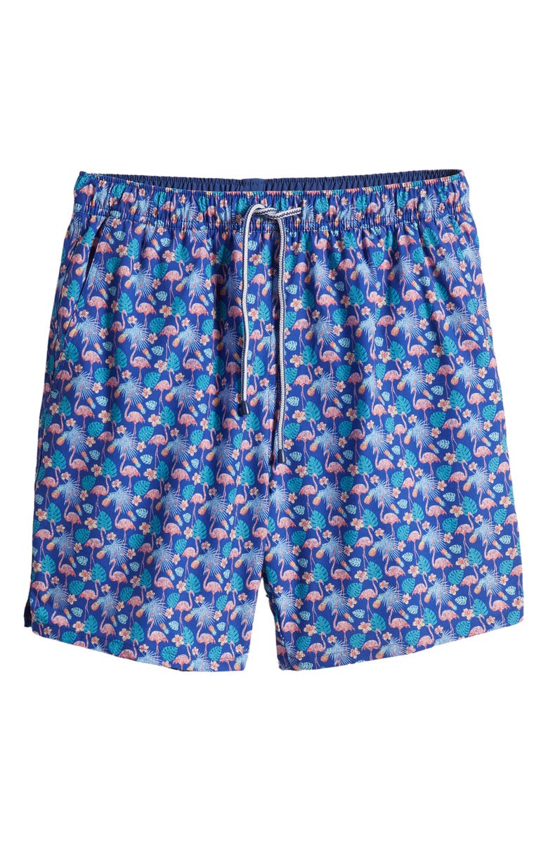 Peter Millar Flamingo Floral Swim Trunks, Alternate, color,