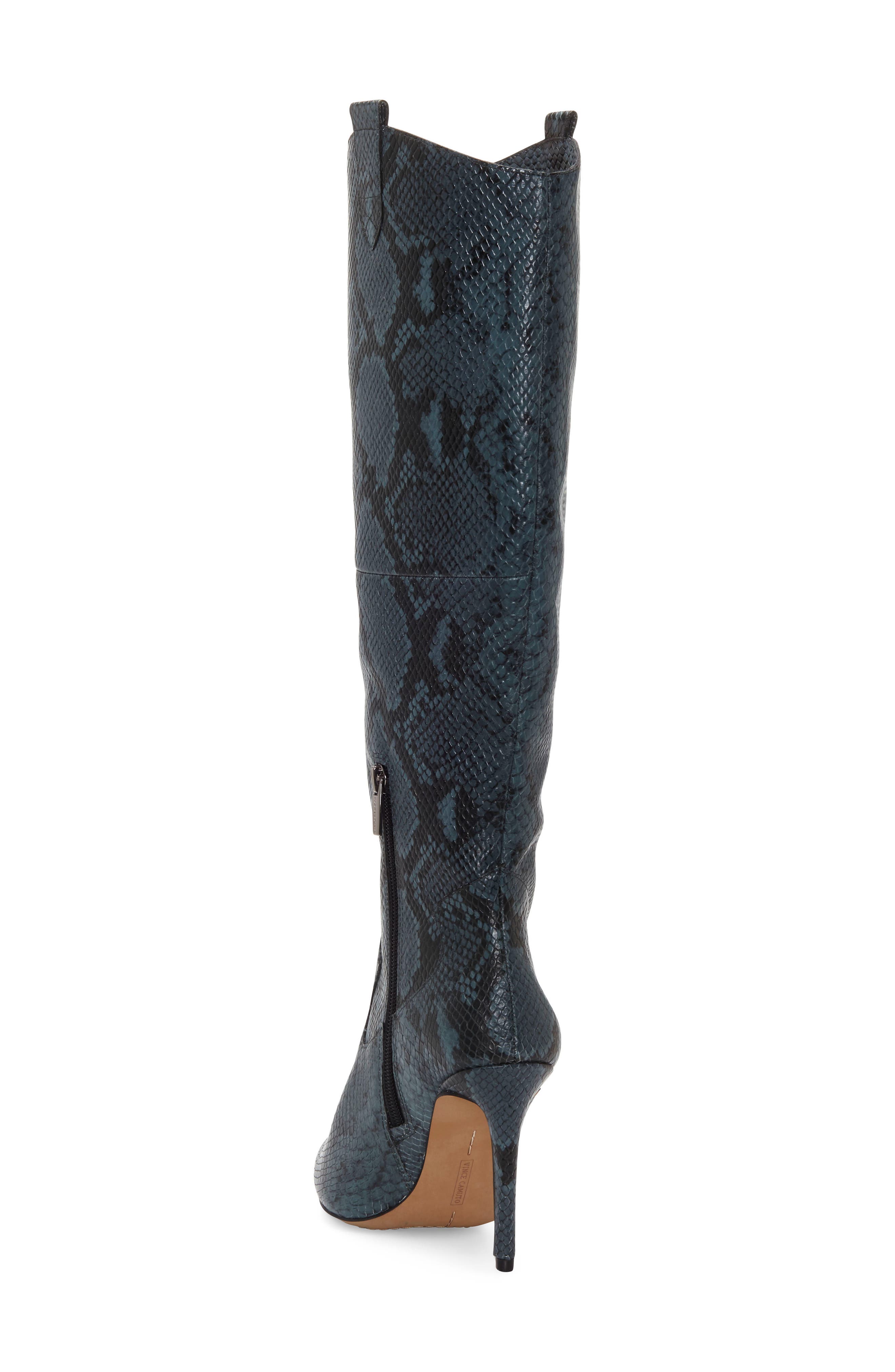 Kervana Croc Embossed Knee High Boot, Alternate, color, DARK TEAL LEATHER