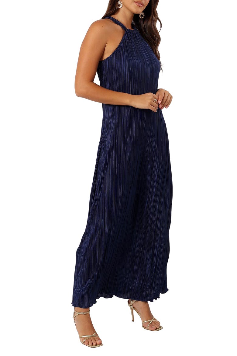 Melody Plissé Maxi Dress, Alternate, color, NAVY
