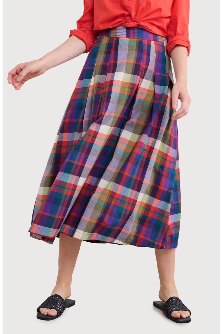 Jamboree Organic Cotton Chambray Midi Skirt, Main, color, FLORABUNDA MULTI DAMSON