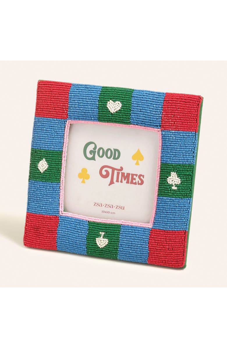 Zsa Zsa Zsu Dadri Decorative  Beaded Colorful Frame 7X7 In, Main, color, Blue