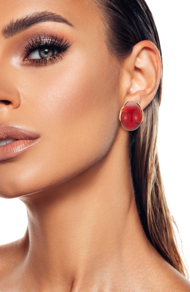 SPHERA MILANO Resin Hoop Earrings, Alternate, color, Gold/Red