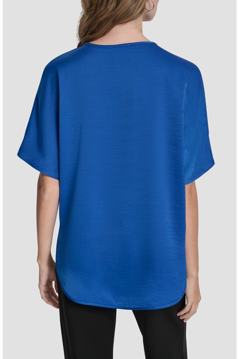 Short Sleeve Woven Top, Alternate, color, COBALT