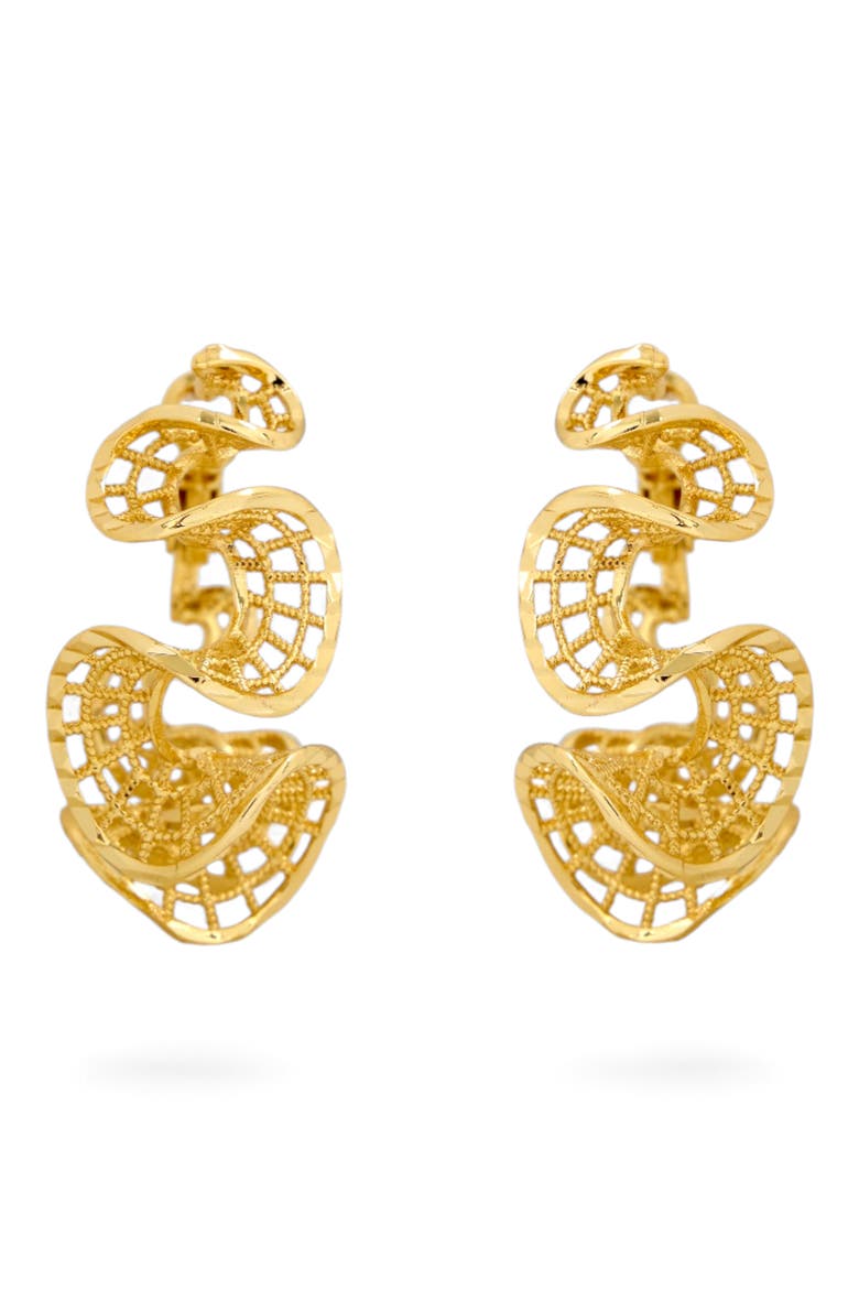Textured Wavy Hoop Earrings, Main, color, GOLD
