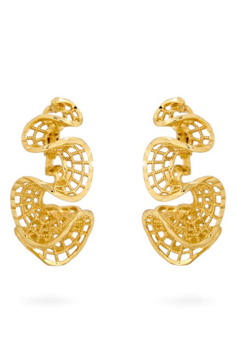 Textured Wavy Hoop Earrings