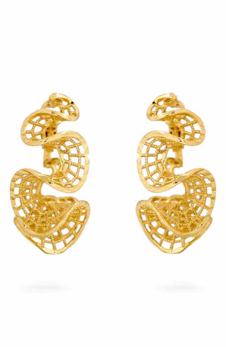 Textured Wavy Hoop Earrings